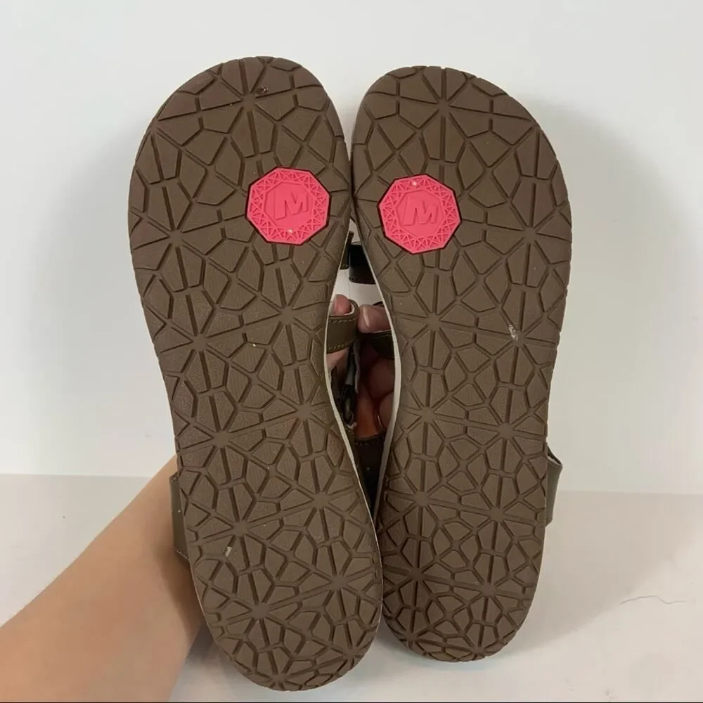 Merrell Dark Earth Performance Sandals Brown Pink Kid's Size Youth 4
